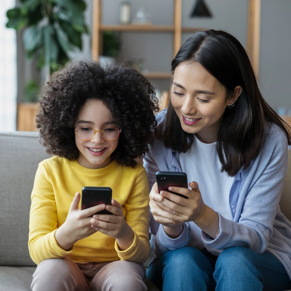 parent allow her kid to use mobile phone